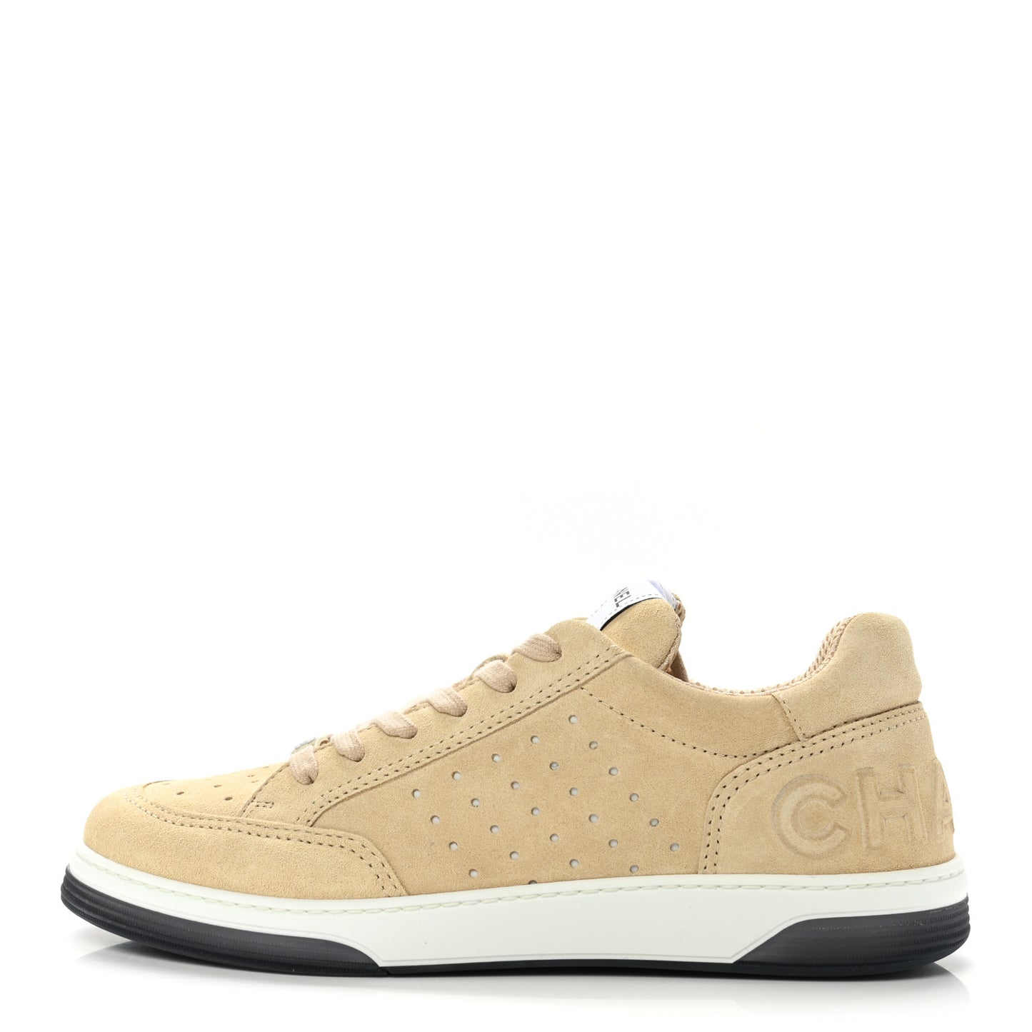 Suede Calfskin Logo Sneakers 41 Beige