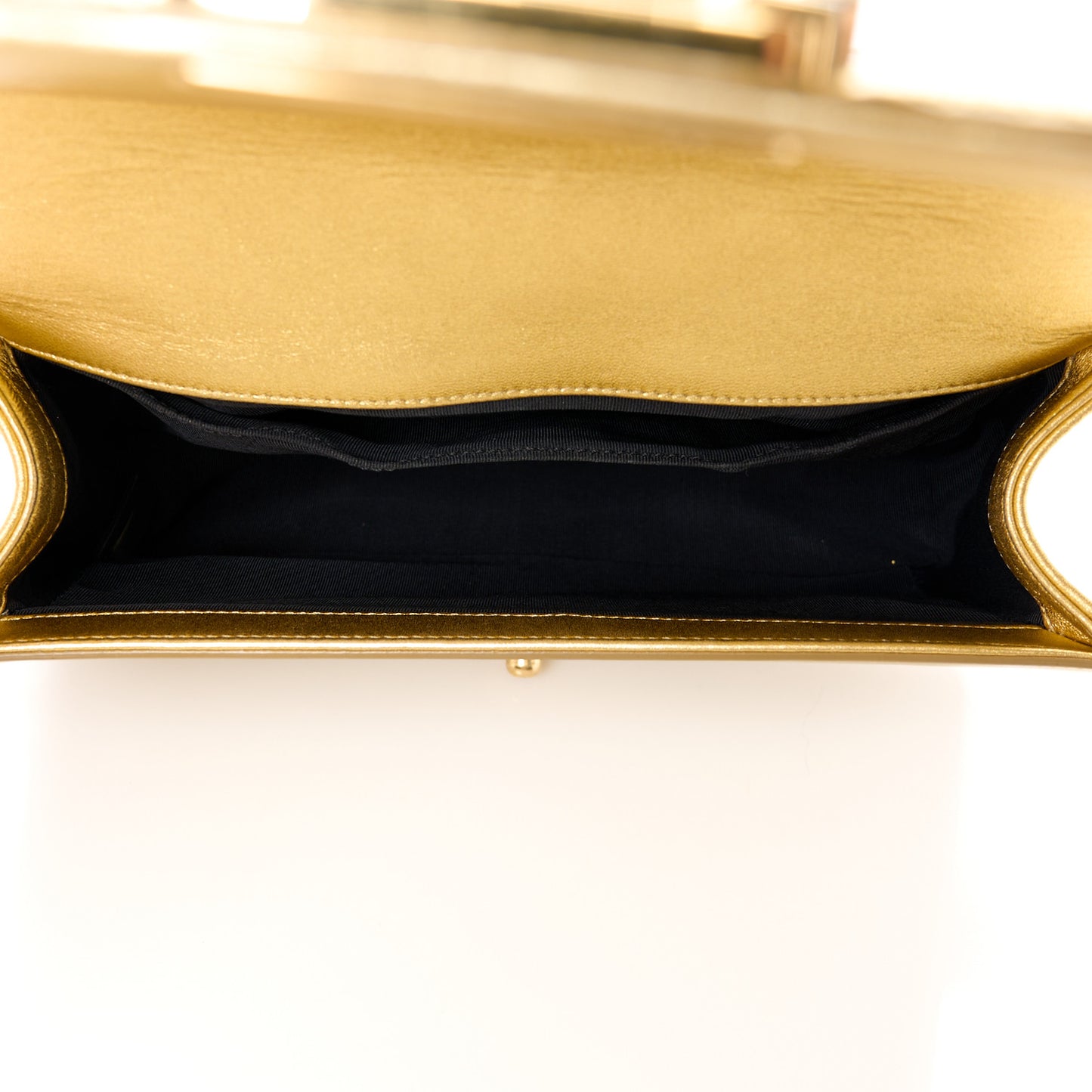 Metallic Patent Calfskin Quilted Medium Boy Flap Gold