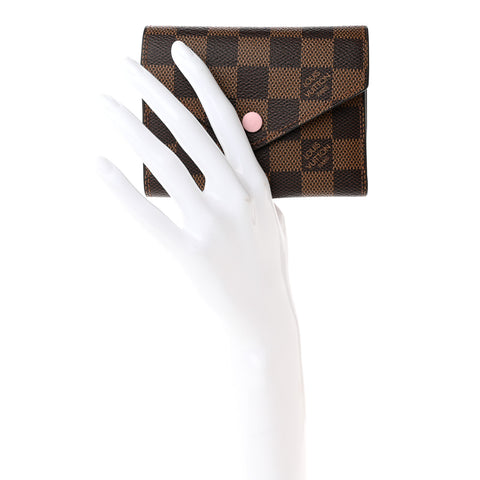 Damier Ebene Victorine Wallet Rose Ballerine