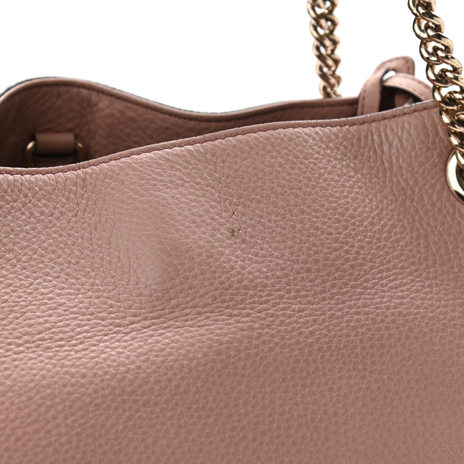 Gucci Pebbled Calfskin Medium Soho Chain Shoulder Bag Dark Cipria 11 of 12