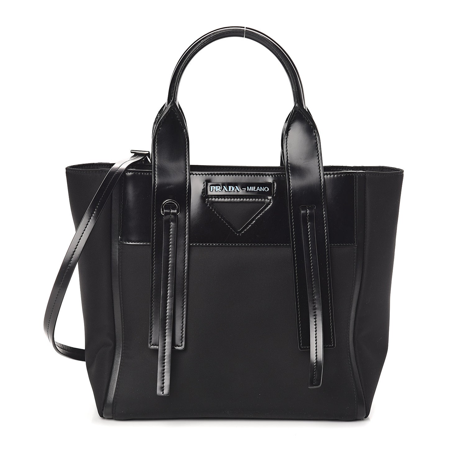 Tessuto Nylon Spazzolato Small Ouverture Top Handle Bag Black