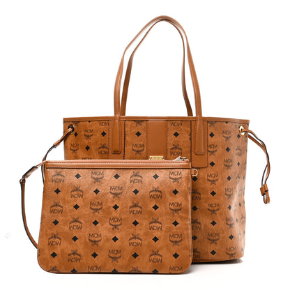 MCM Visetos Medium Reversible Shopper Tote Cognac 3 of 15