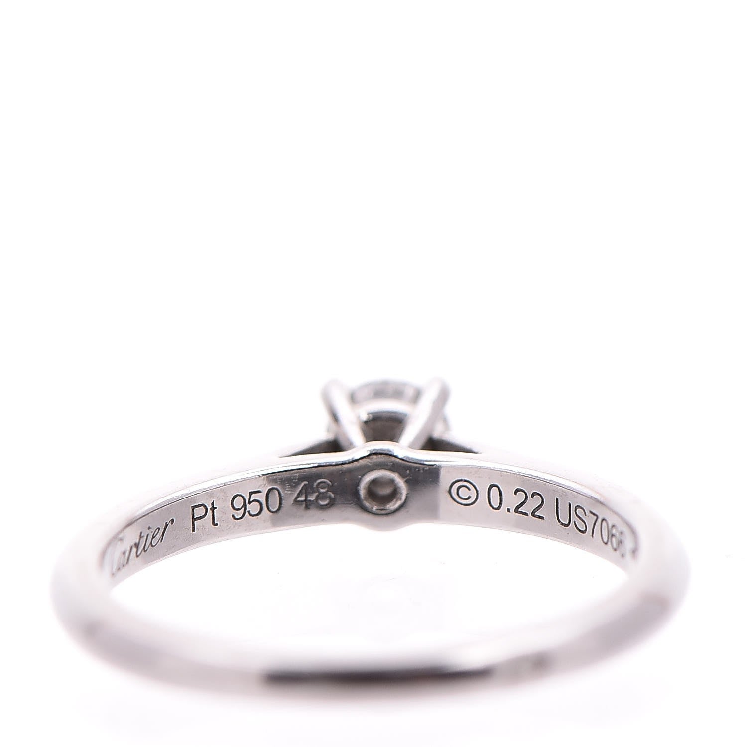 Cartier Platinum .22ct Diamond Solitaire Engagement Ring 48 4.5 5 of 10