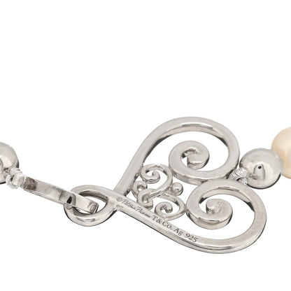 Tiffany Sterling Silver 6.5-7mm Pearl Goldoni Heart Bracelet 3 of 3