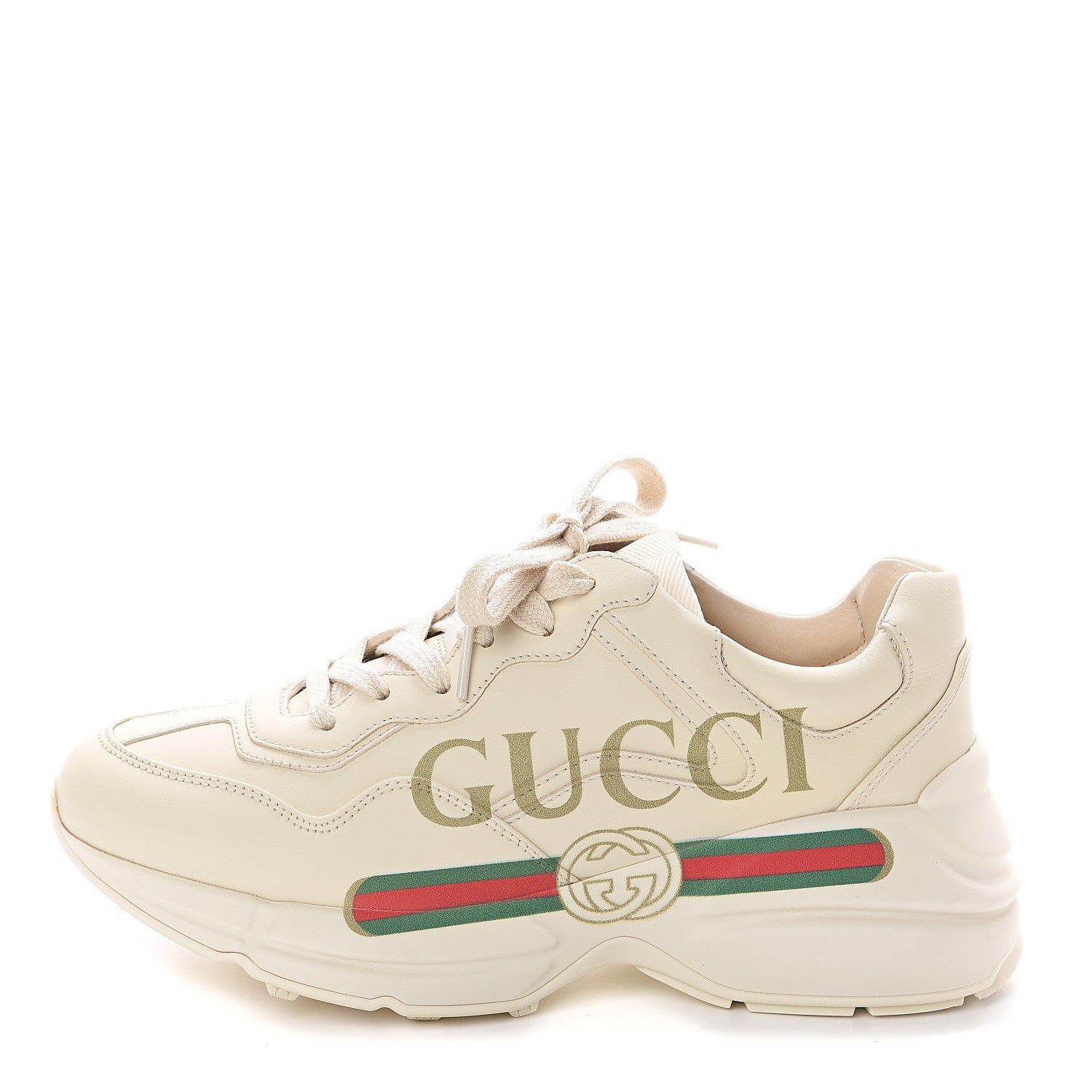 Gucci Calfskin Logo Womens Rhyton Sneakers 36.5 Ivory 1 of 7