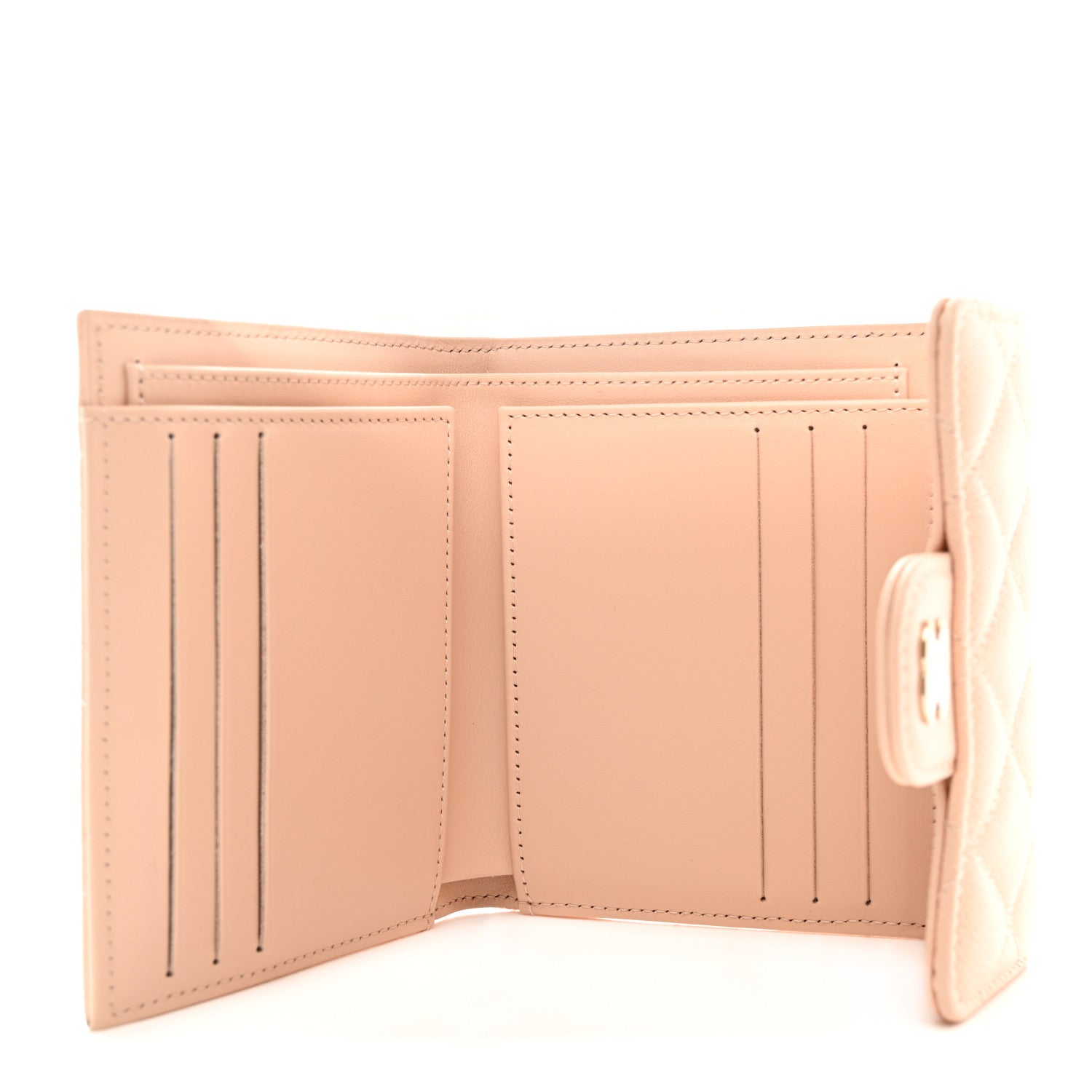 Chanel Caviar Quilted Compact Flap Wallet Light Beige 5 of 8