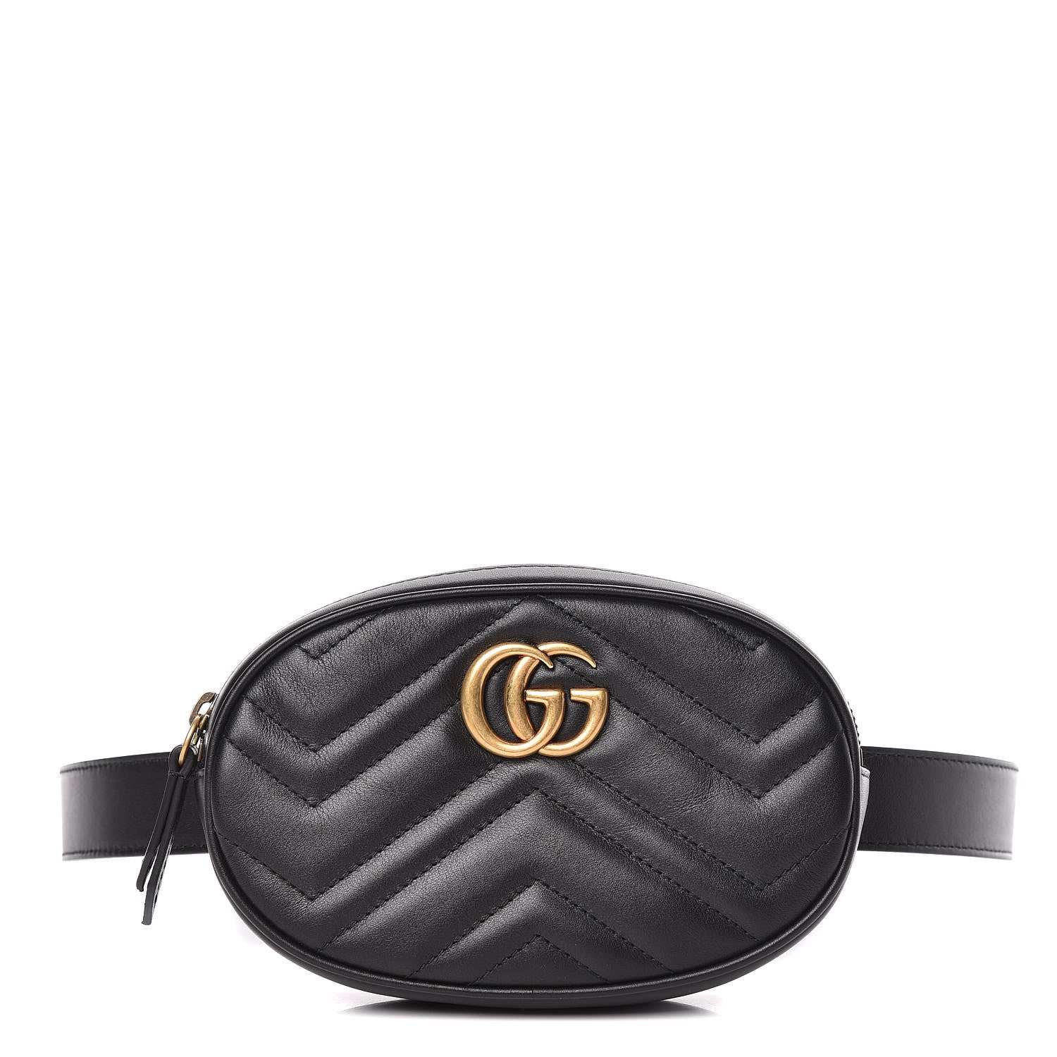 Gucci Calfskin Matelasse GG Marmont Belt Bag 85 34 Black 1 of 10
