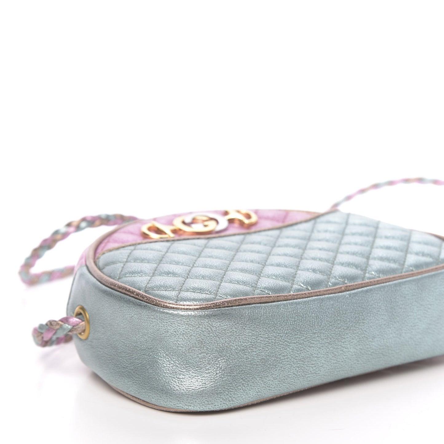Laminated Nappa Trapuntata Mini Zumi Dome Shoulder Bag Rosa Lago Rame