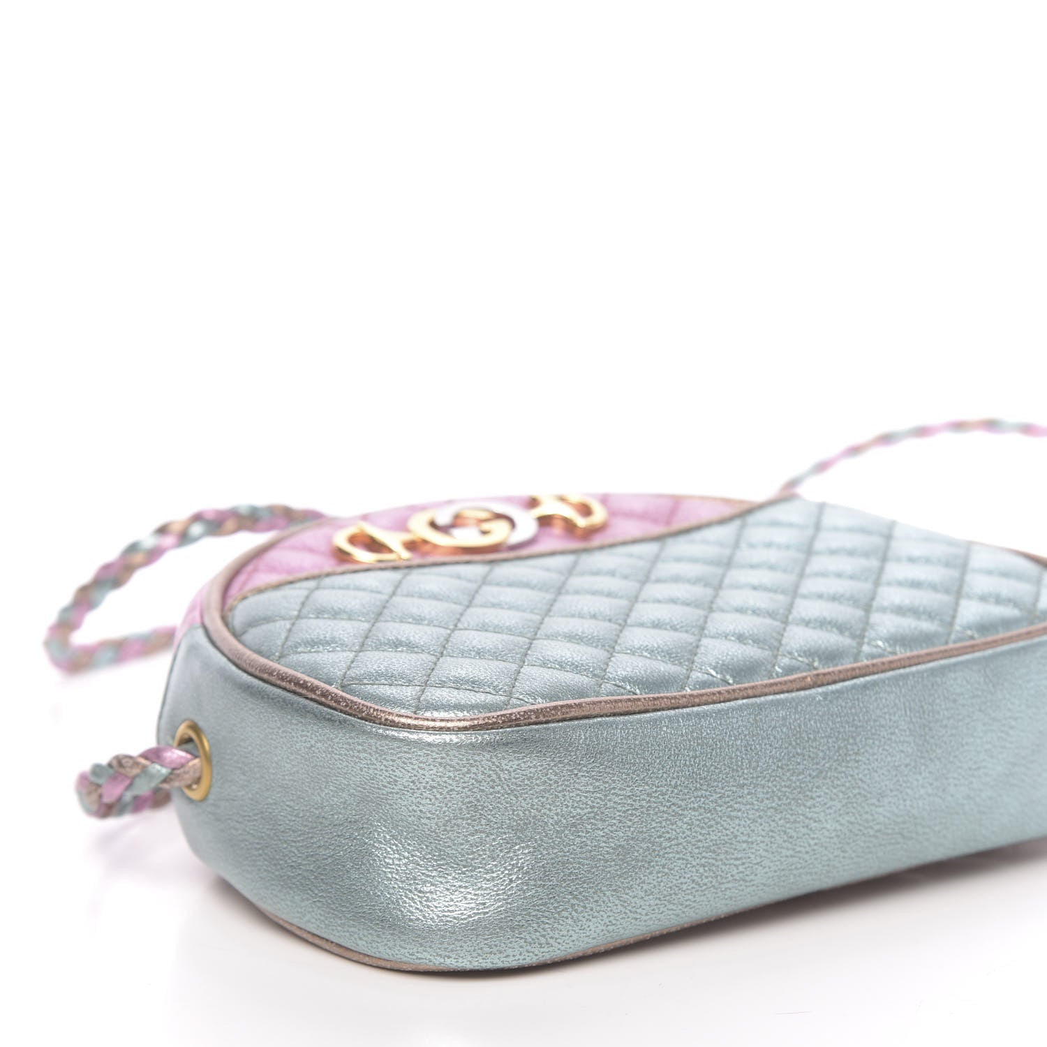 Gucci Laminated Nappa Trapuntata Mini Zumi Dome Shoulder Bag Rosa Lago Rame 8 of 11