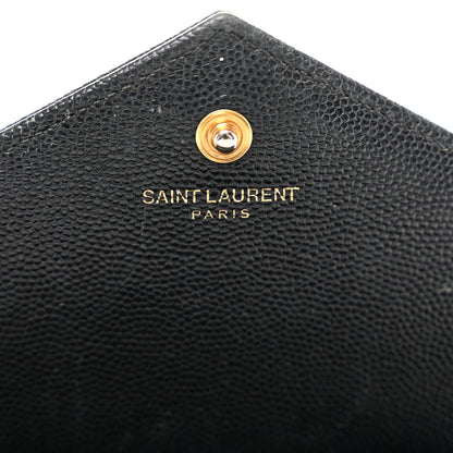 Saint Laurent Grain De Poudre Matelasse Chevron Monogram Chain Wallet Black 5 of 9