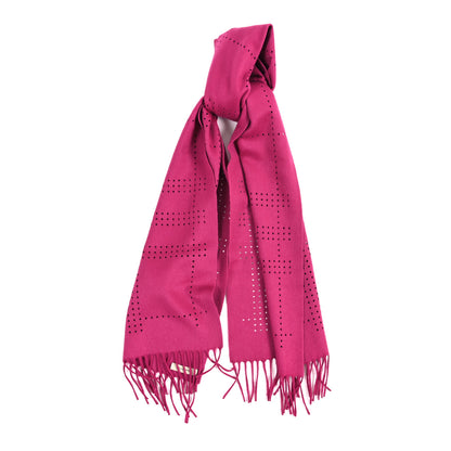 Burberry Wool Fringe Perforated Scarf Pink 1 of 3