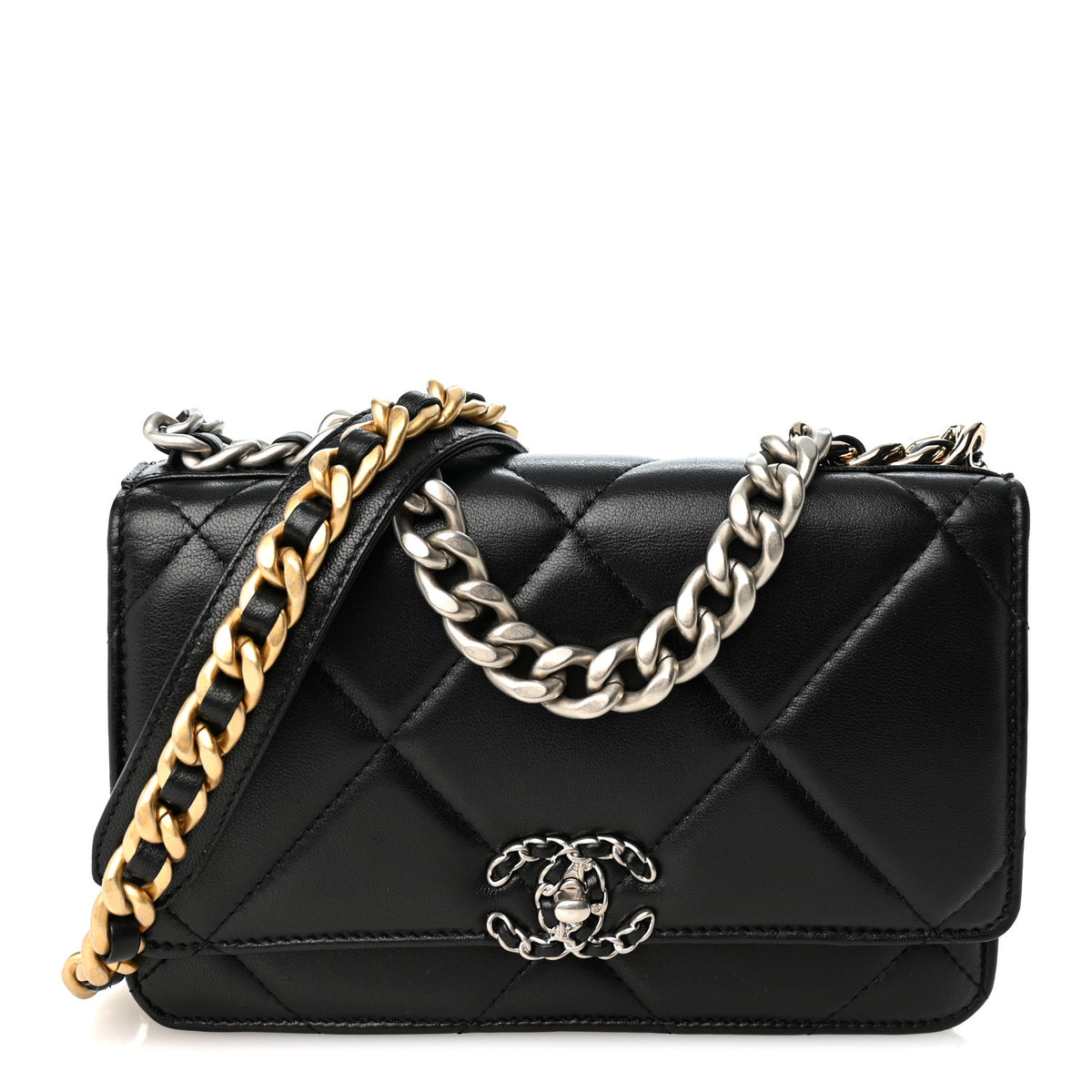 Chanel Lambskin Quilted Chanel 19 Wallet On Chain WOC Black 1 of 11