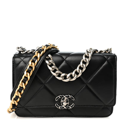Chanel Lambskin Quilted Chanel 19 Wallet On Chain WOC Black 1 of 11