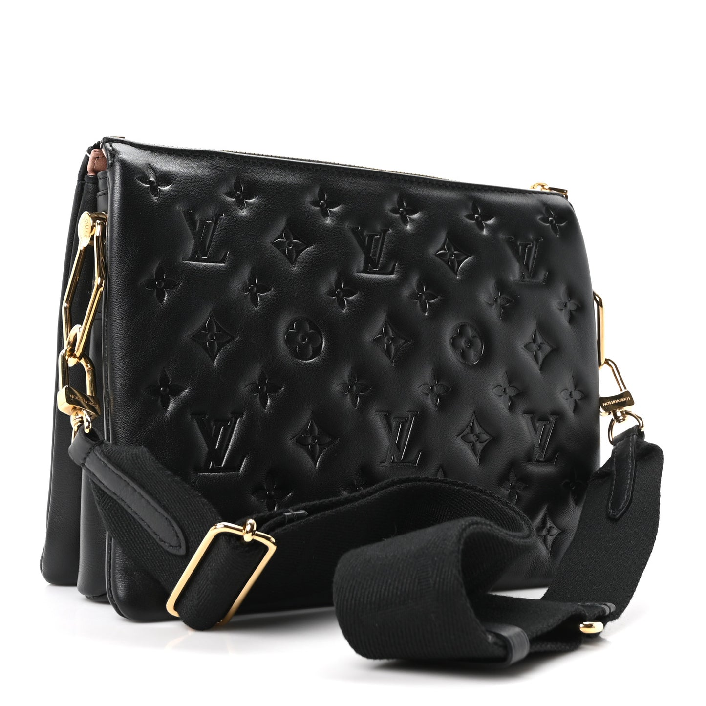 Lambskin Embossed Monogram Coussin PM Black
