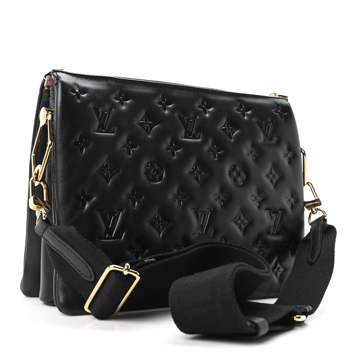 Louis Vuitton Lambskin Embossed Monogram Coussin PM Black 3 of 9