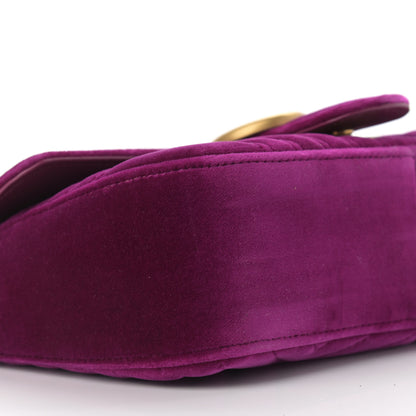Gucci Velvet Matelasse Small GG Marmont Shoulder Bag Fuchsia Violet Cyclamen 9 of 11