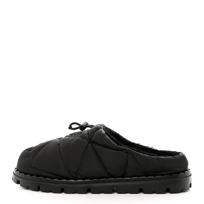 Prada Re-Nylon Piuma Triangle Logo Padded Drawcord Rush 20mm Slippers 39.5 Black 1 of 8