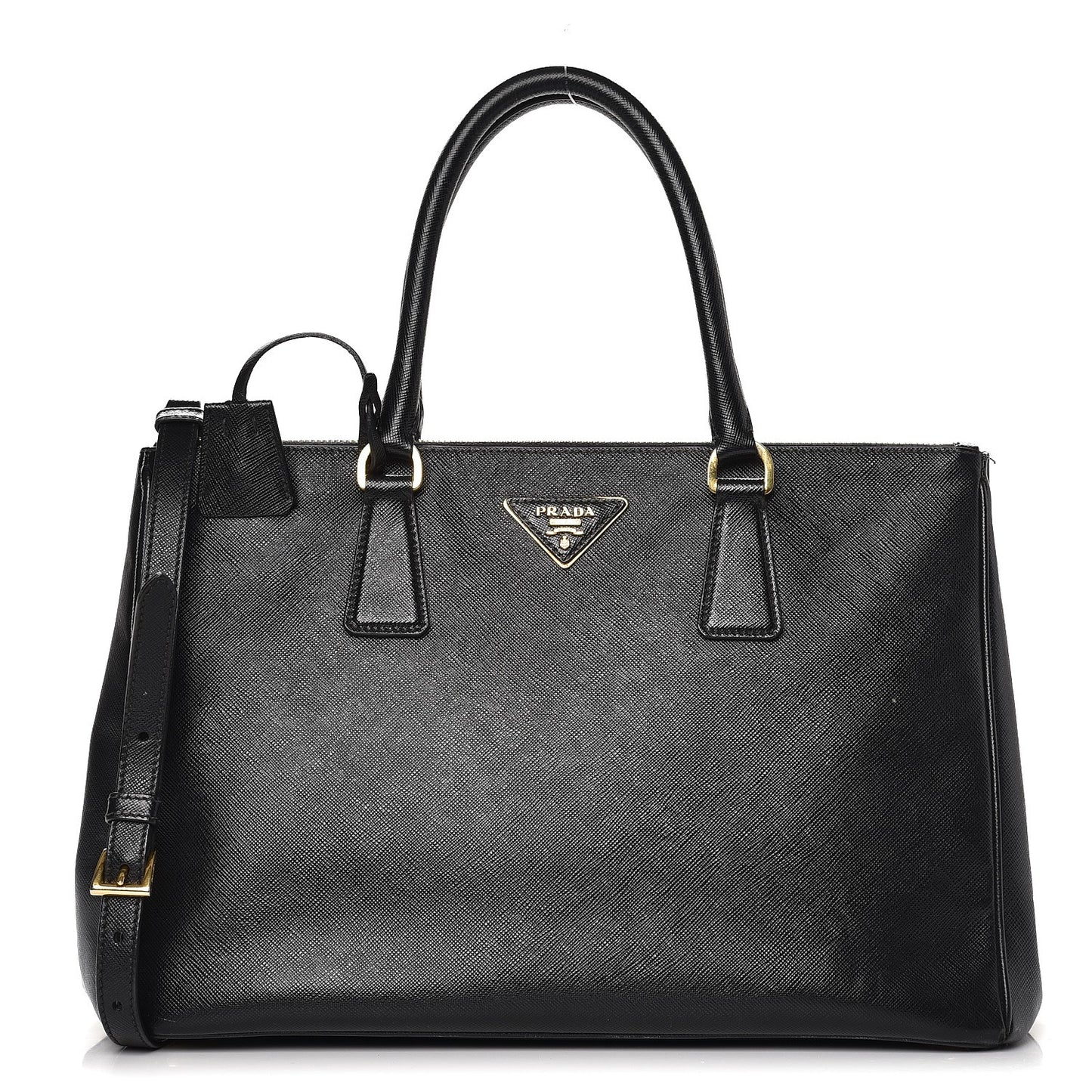 Saffiano Medium Galleria Double Zip Tote Black