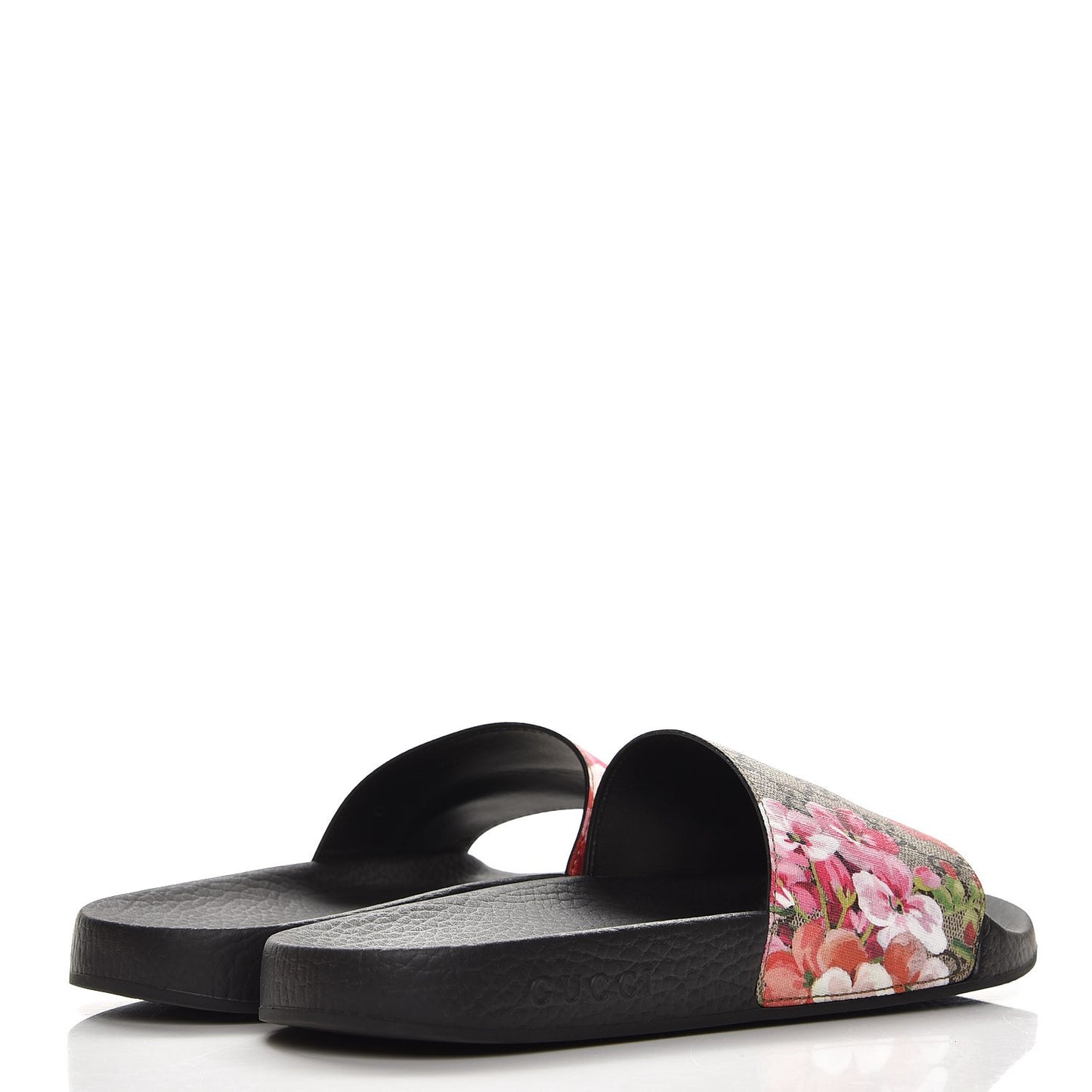 GG Supreme Monogram Blooms Slide Sandals 41 Beige Multicolor