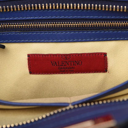 Valentino Garavani Vitello Rockstud Double Handle Tote Blu Delft 8 of 11