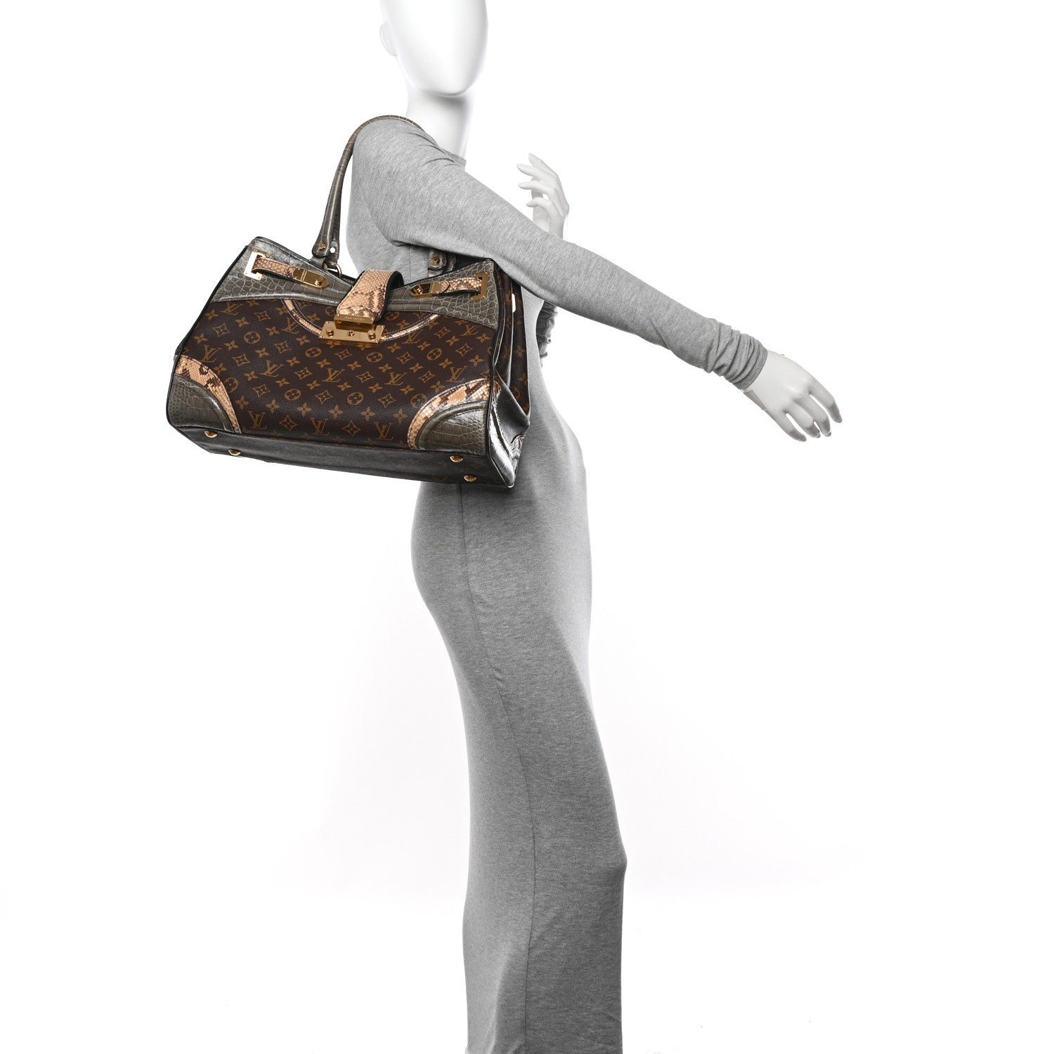 Louis Vuitton Monogram Snakeskin Alligator Monogramissime Exotic Shopper GM Gris 2 of 11