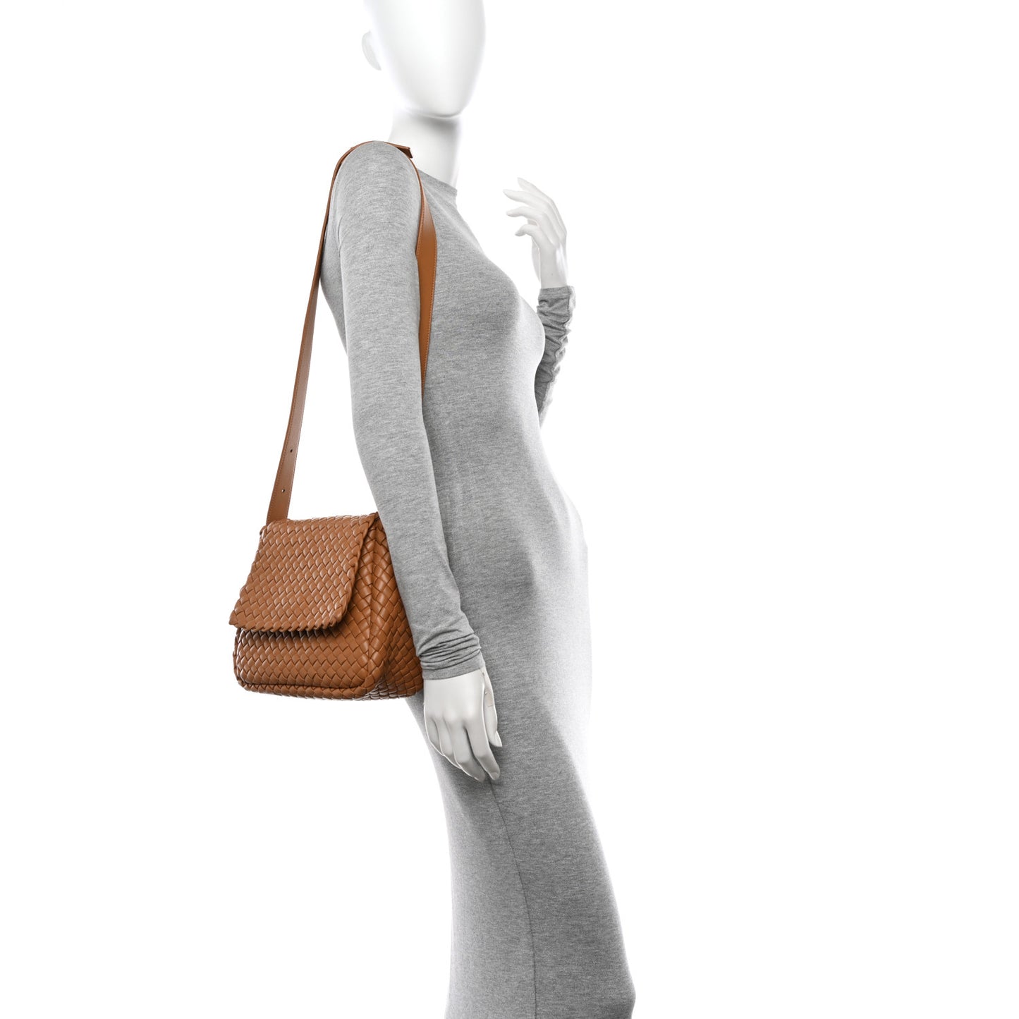 Nappa Intreccicio Padded Small Cobble Shoulder Bag Caramel
