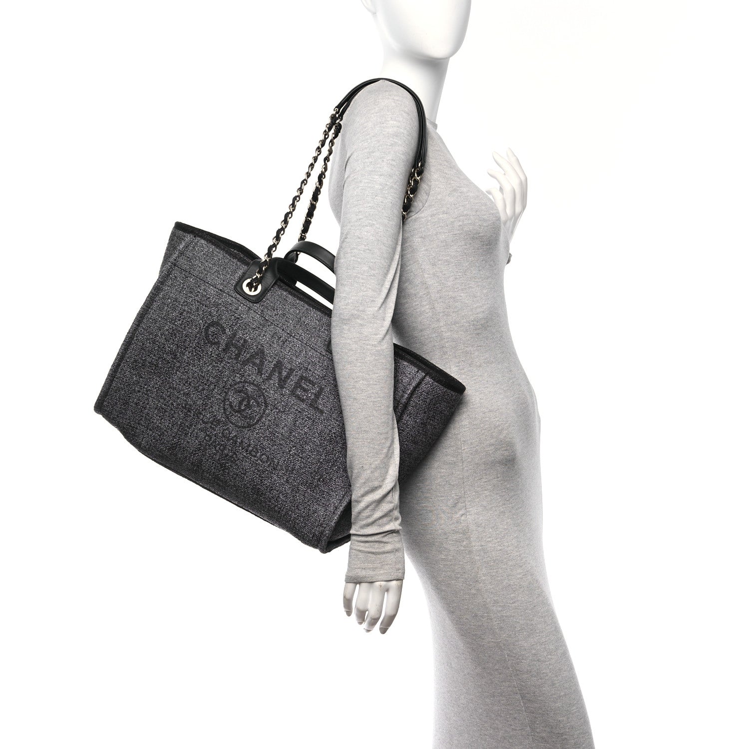 Chanel Lurex Boucle Medium Deauville Tote Black 3 of 10