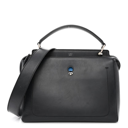 Fendi Vitello Baltico Dolce DotCom Satchel Black Blue Royal 1 of 12