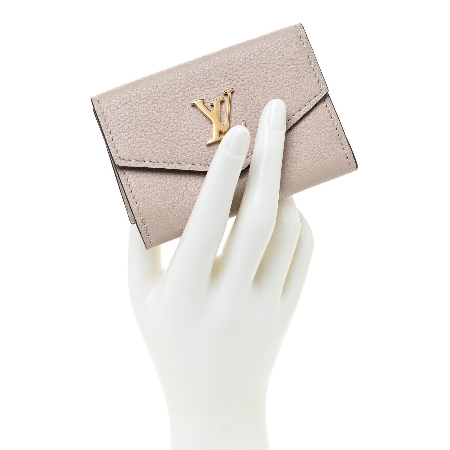 Louis Vuitton Calfskin Lockmini Wallet Greige 2 of 10