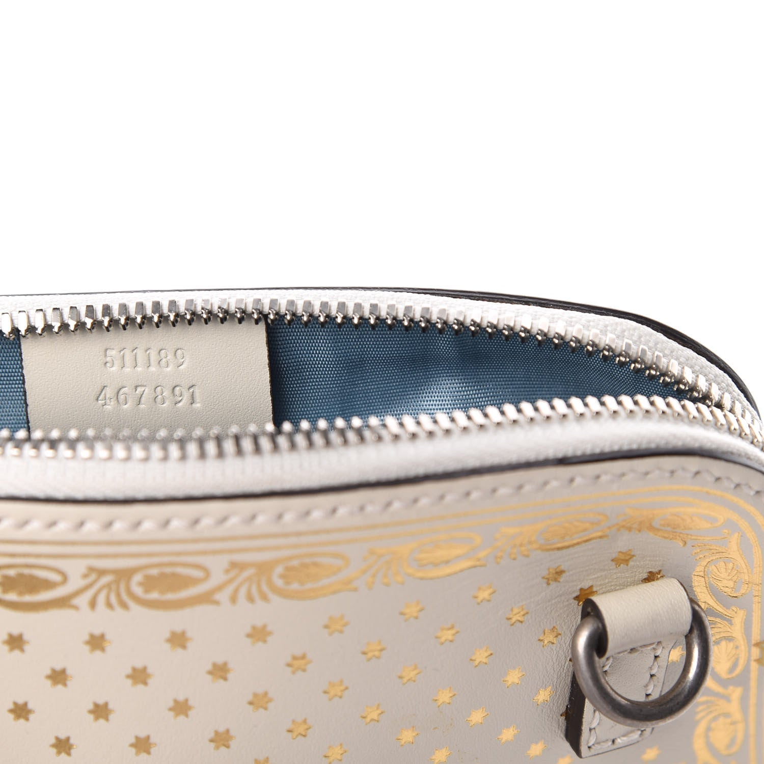 Gucci X SEGA Calfskin GUCCY Stars Mini Dome Shoulder Bag Moon Steller White Gold 7 of 10