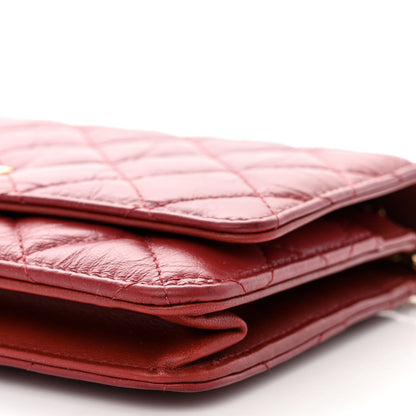 Chanel Aged Calfskin Quilted Reissue Wallet On Chain WOC Red 11 of 14