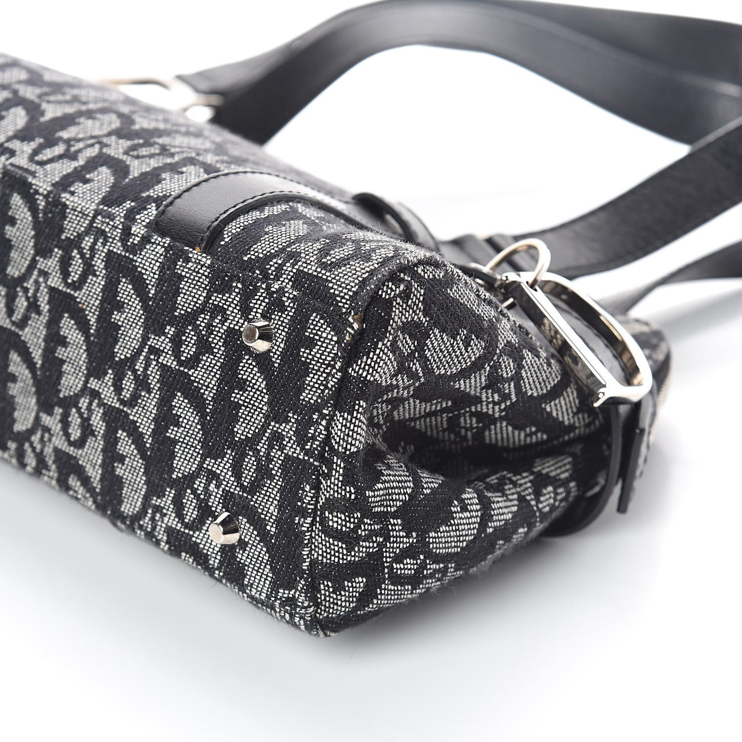 Denim Monogram Charms Shoulder Bag Black