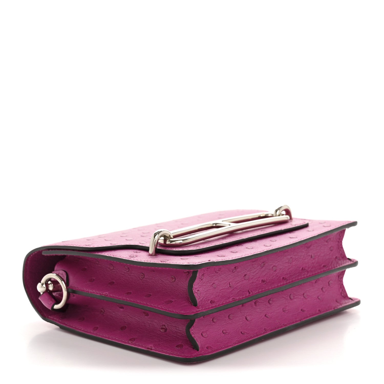 Hermes Ostrich Mini Sac Roulis Rose Pourpre 4 of 14