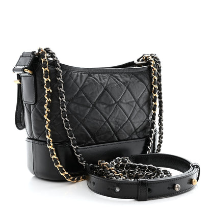 Chanel Aged Calfskin Quilted Small Gabrielle Hobo Black 3 of 10