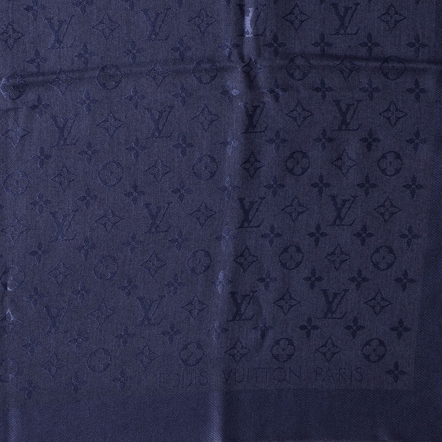 Louis Vuitton Wool Silk Monogram Shawl Blue Nuit 4 of 5