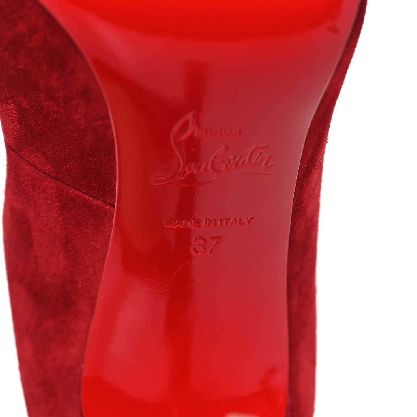 CHRISTIAN LOUBOUTIN Suede Victorina 100 Pumps 37 Carmin