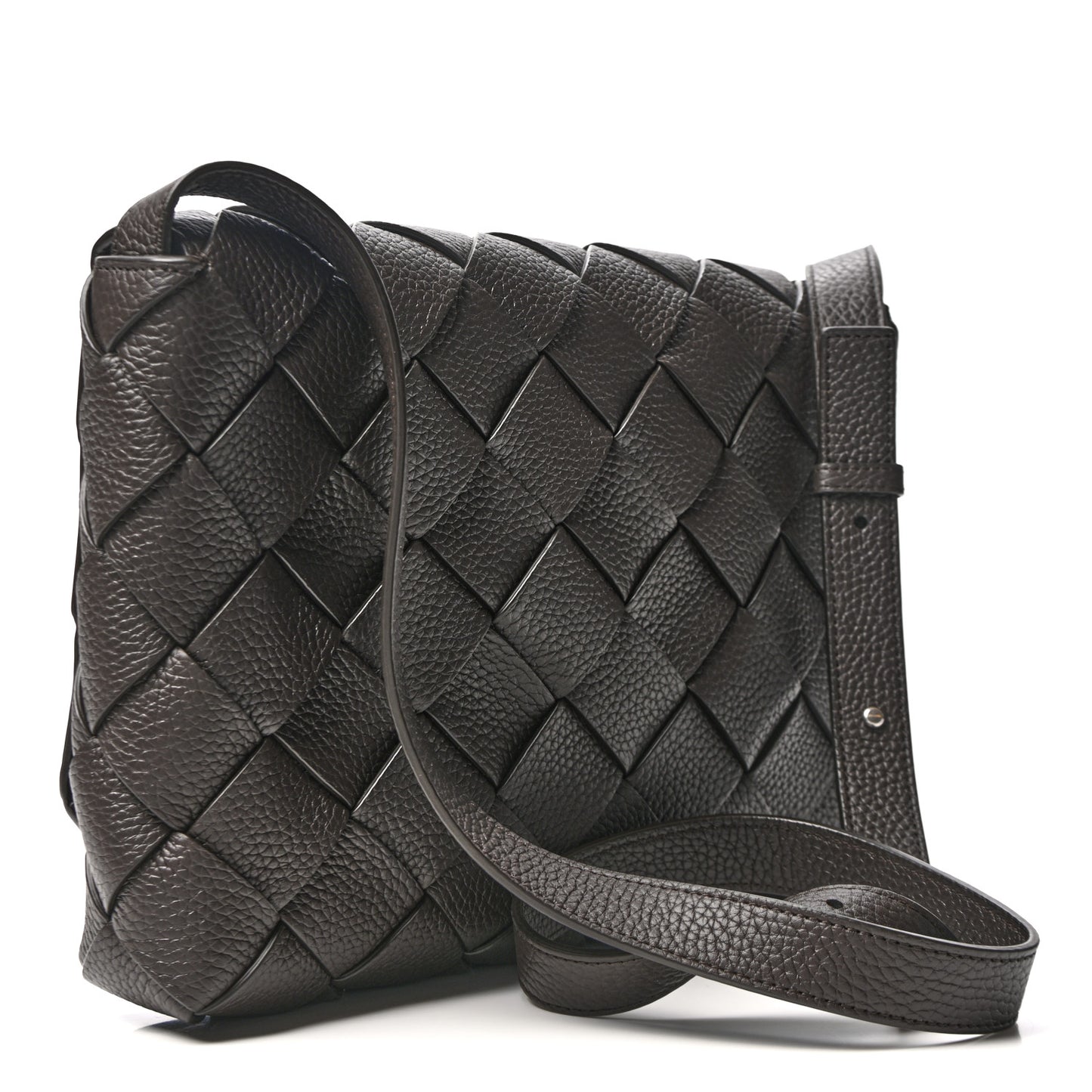 Grained Calfskin Intreccio Large Diago Crossbody Bag Fondant