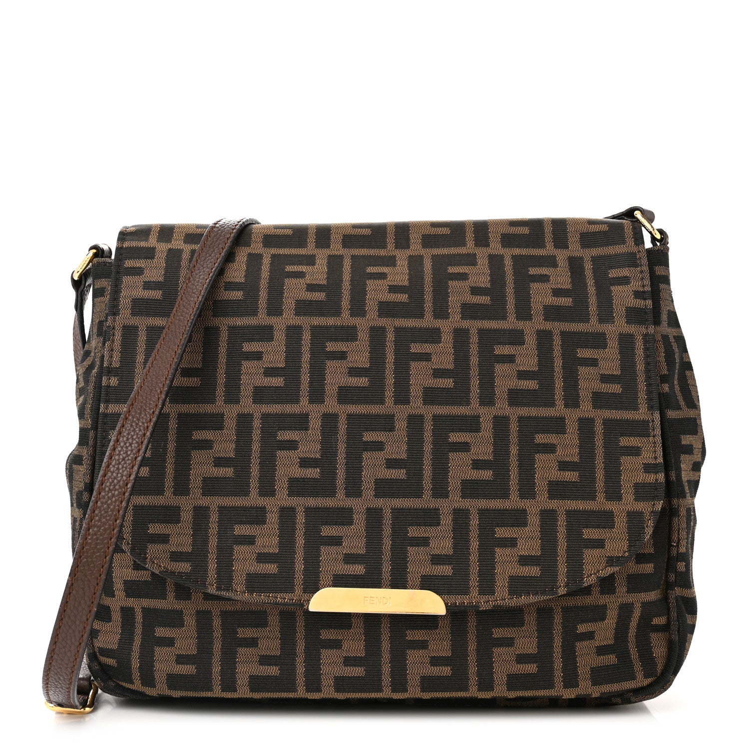 Fendi Zucca Vitello Artic Messenger Bag Tobacco Castagna 1 of 10