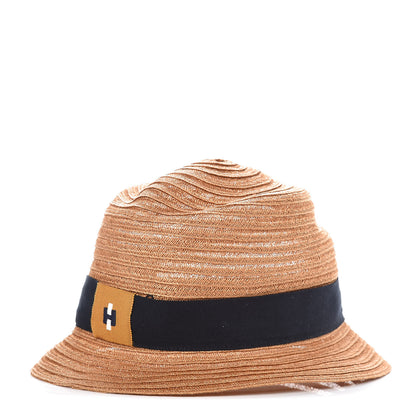 Hermes Straw Grosgrain Hat 58 1 of 6
