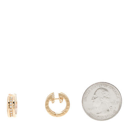 Bulgari 18K Yellow Gold Diamond Small B.Zero1 Hoop Earrings 2 of 7