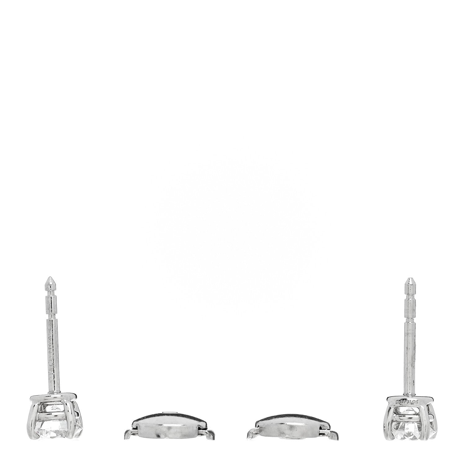 Tiffany Platinum Diamond .92ctw Round Solitaire Earrings 3 of 6