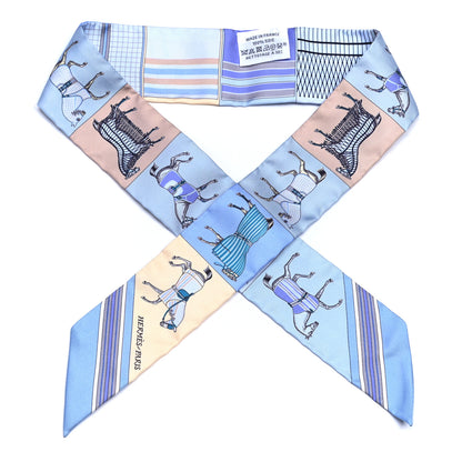 Hermes Silk Couvertures Nouvelles Twilly Menthe Ciel Marine Sable 1 of 4