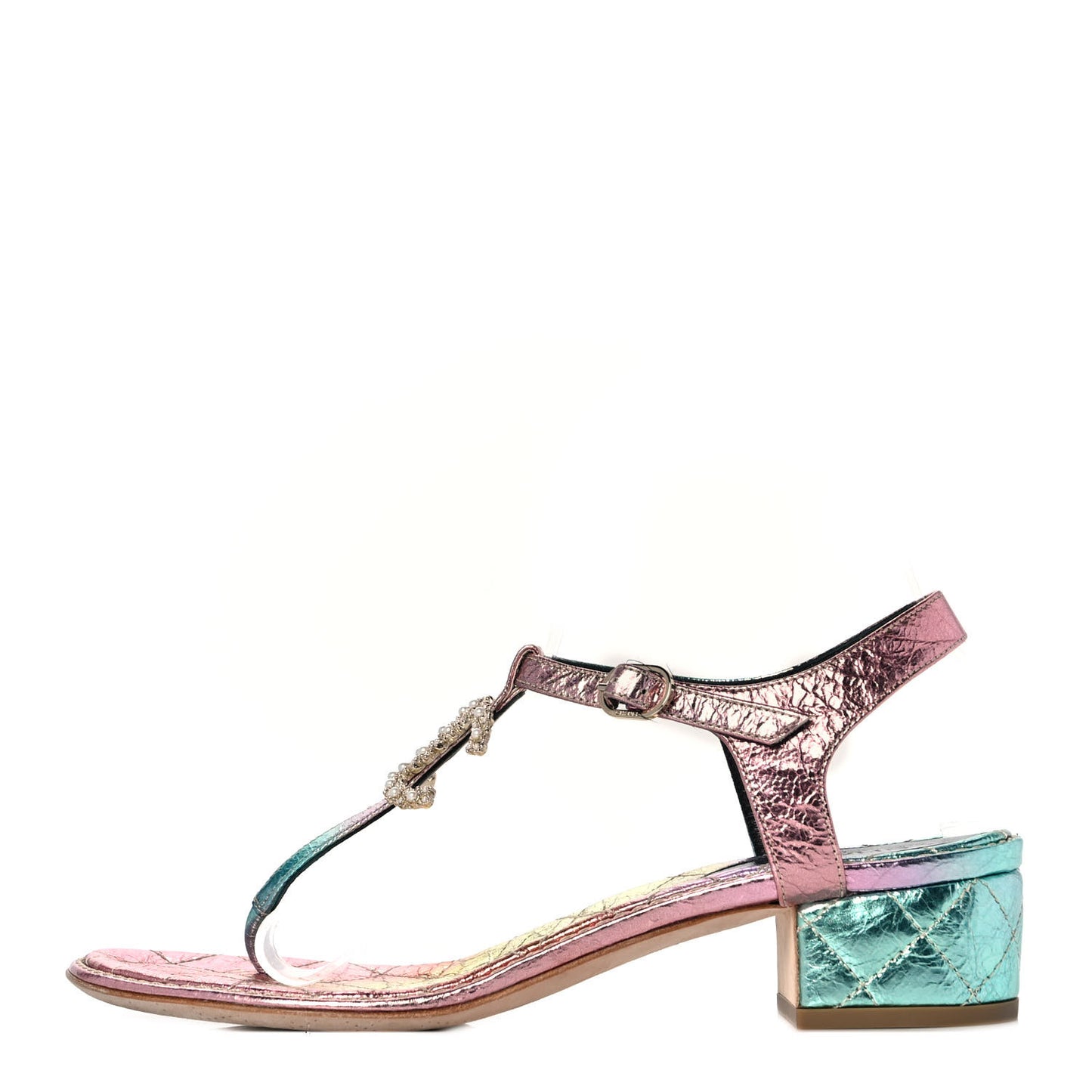 Goatskin Fantasy CC Pearl Thong Sandals 39 Multicolor