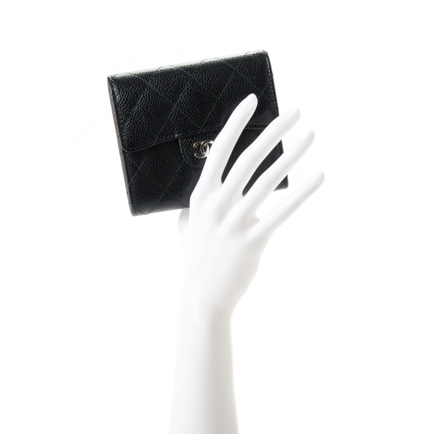 Chanel Caviar Quilted Compact Flap Wallet Black 2 of 8