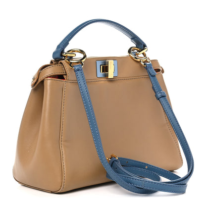 Fendi Nappa Colorblock Mini Peekaboo Iconic Satchel Cuoio Ceruleo Fiamma 3 of 14