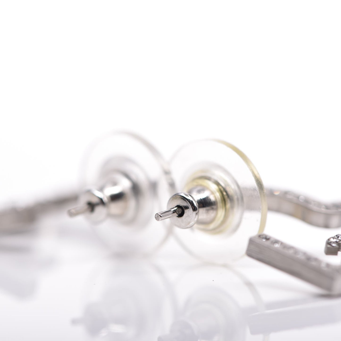 Crystal CC Heart Earrings Silver