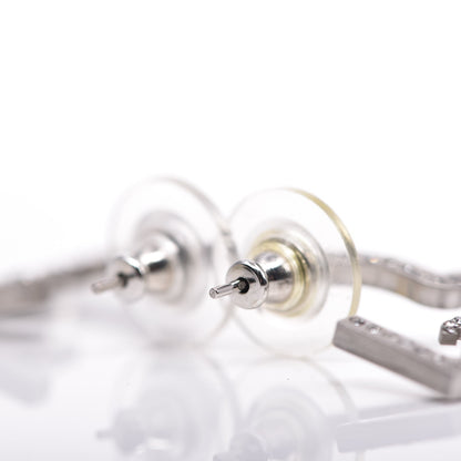 Chanel Crystal CC Heart Earrings Silver 3 of 5