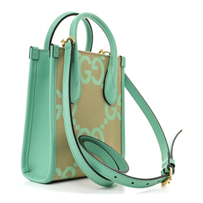 Gucci Monogram Jumbo GG Textured Dollar Calfskin Mini Tote Bag Pepperlight Mint 3 of 10