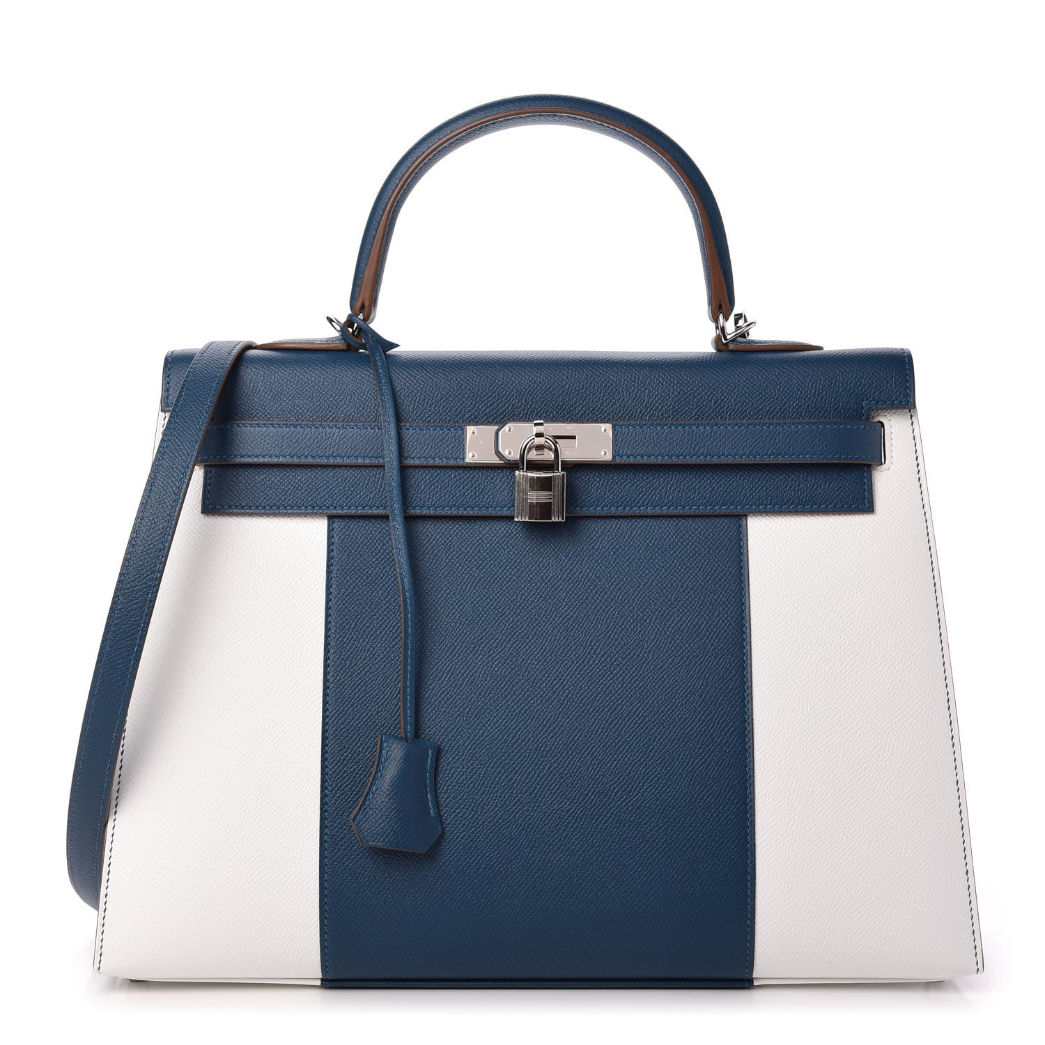 Hermes Epsom Kelly Flag Sellier 35 Bleu Thalassa White 1 of 10