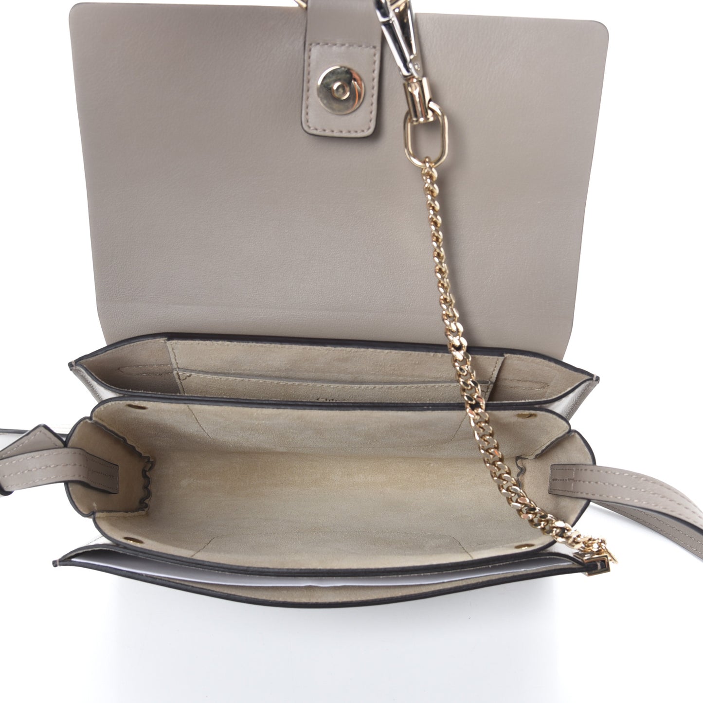 Suede Calfskin Small Faye Shoulder Bag Motty Grey